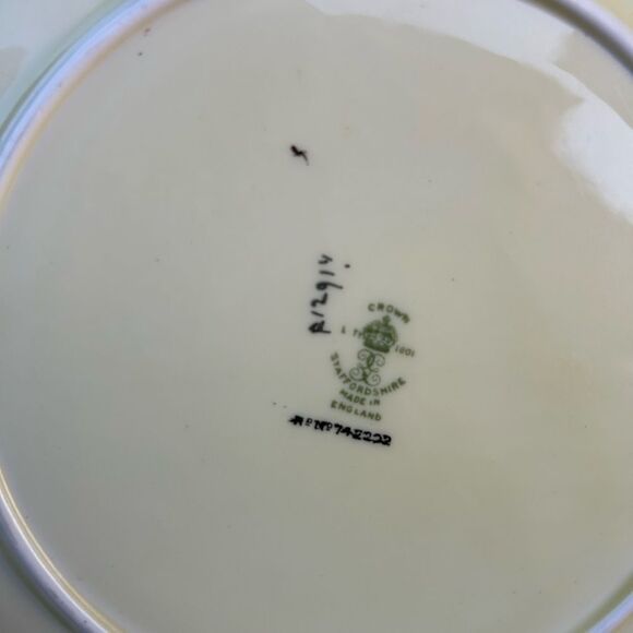 Crown Staffordshire Floral Cake Plate Serving Tray Bone China Gold Border 10" - Picture 13 of 16